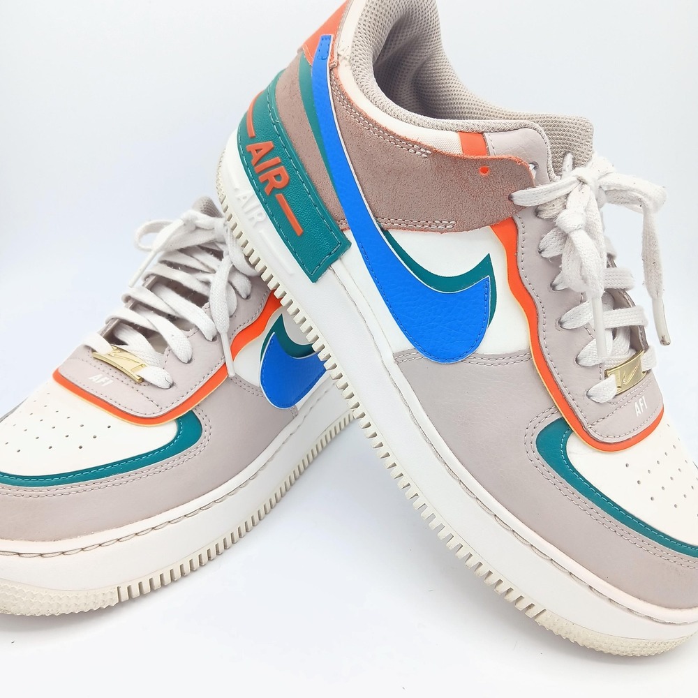 Nike Air Force 1 Shadow Shoes‎ Womens Size 11 White Gray Blue Orange CI0919-109